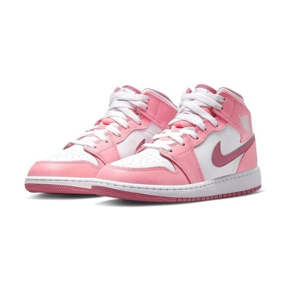 Nike Air Jordan 1 Mid Valentine's Day Sneaker Pink Kids Size 10C - Picture 1 of 11
